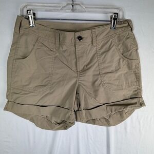 The North Face Womens Tan Khaki Hiking Shorts Size 8 Nylon Roll Up Cuff Trail